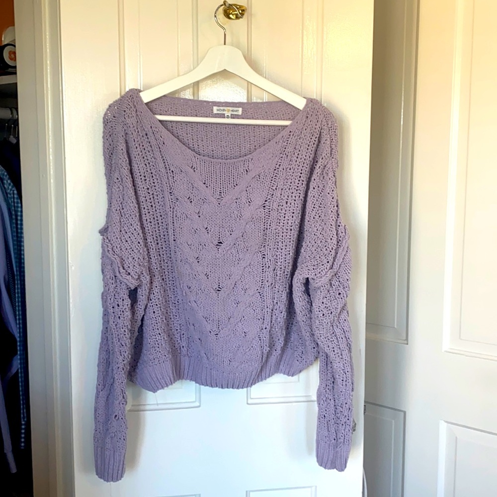 Lavender Woven Heart Sweater